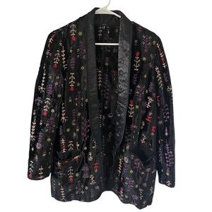 Anthropologie Bl^nk Embroidered Black Blazer Jacket